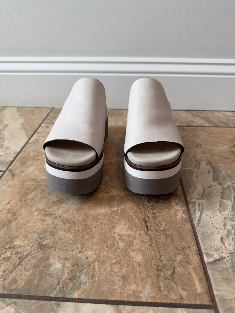 Naked Feet Light Gray Platform Slide Mules - Picture 2 of 5
